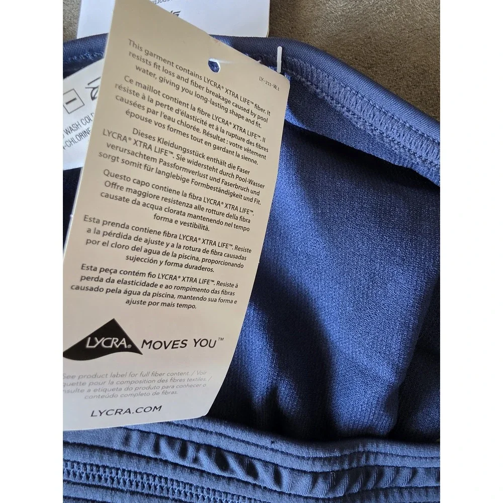 NWT Sporti Women's One Piece Swimsuit Size 38 Navy Blue Solid Sleeveless Swim